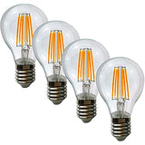 STRAK A19 Clear Filament Led 75w Equivalent, Natural White 4000k, 500lm,CUL Cri90, Dimmable, Led Light Bulb, (4-Pack)