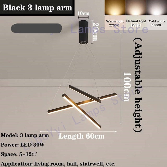 Stair Pendant Lamps Black Chandelier Modern Duplex High-Rise Creative Personality  Led Line Lamp Ul, FREE SHIPPING TO NOVA SCOTIA CANADA.,Delivery 60 days.