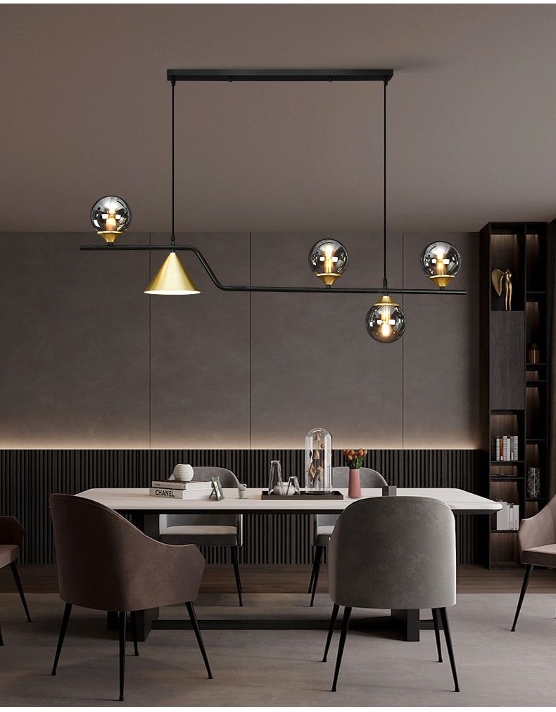 Nordic Style Black Chandelier For Living Room Dining Room Kitchen Glass Bulb Led Ceiling Pendant Light Indoor Decoration Lamps. Certification: UL