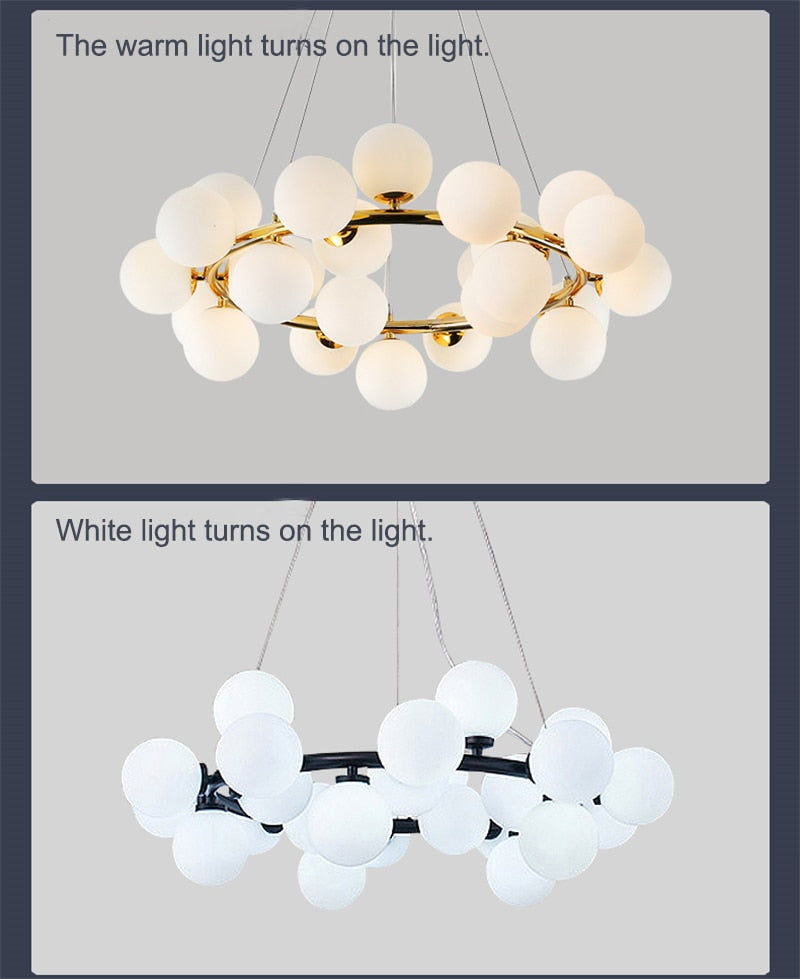 Modern Nordic G4 Led Chandelier Style White Glass Ball Lamp For Living Room Kitchen Lighting Decoration Home Ceiling Fixtures.Certification: UL