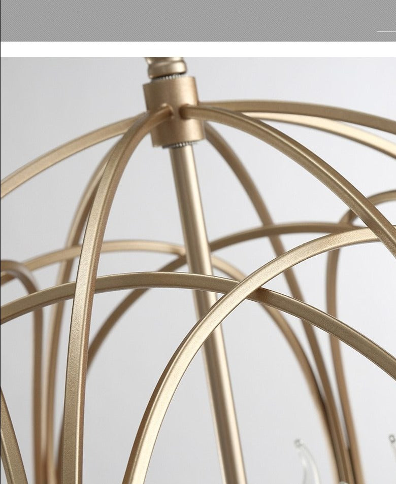 STRAK American Spherical Restaurant Chandelier Golden Wrought Iron Porch Corridor Light Fixture for Kitchen Island Dining Room Hallway Entryway