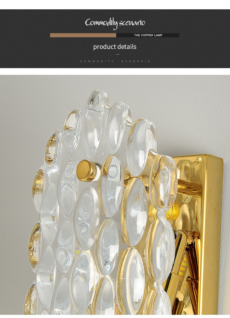 Modern Crystal Gold Wall Lamp Living Room Background Wall Lamp Creative Personality Bedroom Bedside Aisle Crystal Wall Lamp Ul