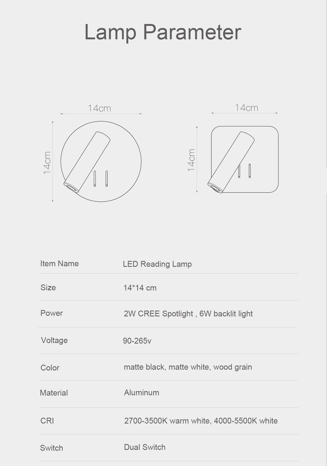 Round Wall Lighting Backlit Led Square Wall Lamps, with Double Control Switch, Surface Mounted, for Indoor Stair Floor Driver  Tuv / Ul / Saa