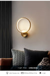 Nordic Wall Lamp Round Copper LED Indoor LED Bedside Sconce Light Decor Wall Light For Bedroom Living Room Loft Stair Lamp UL