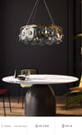 Round Pendant Lamp Black Glass Copper Lighting Crystal Chandelier Villa Hall Led Dining Room