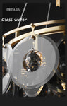 Round Pendant Lamp Black Glass Copper Lighting Crystal Chandelier Villa Hall Led Dining Room