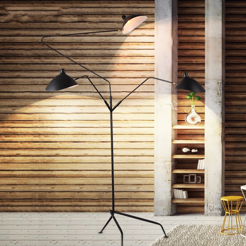 STRAK Design Tripod Floor Lamp Nordic Style Adjustable Indoor Lighting with Chandelier Arm for Loft Industrial Living Room Bedroom Ul