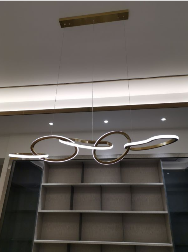 Restaurant minimalist led chandelier postmodern luxury hanging lamp simple bar stainless steel ring lighting UL