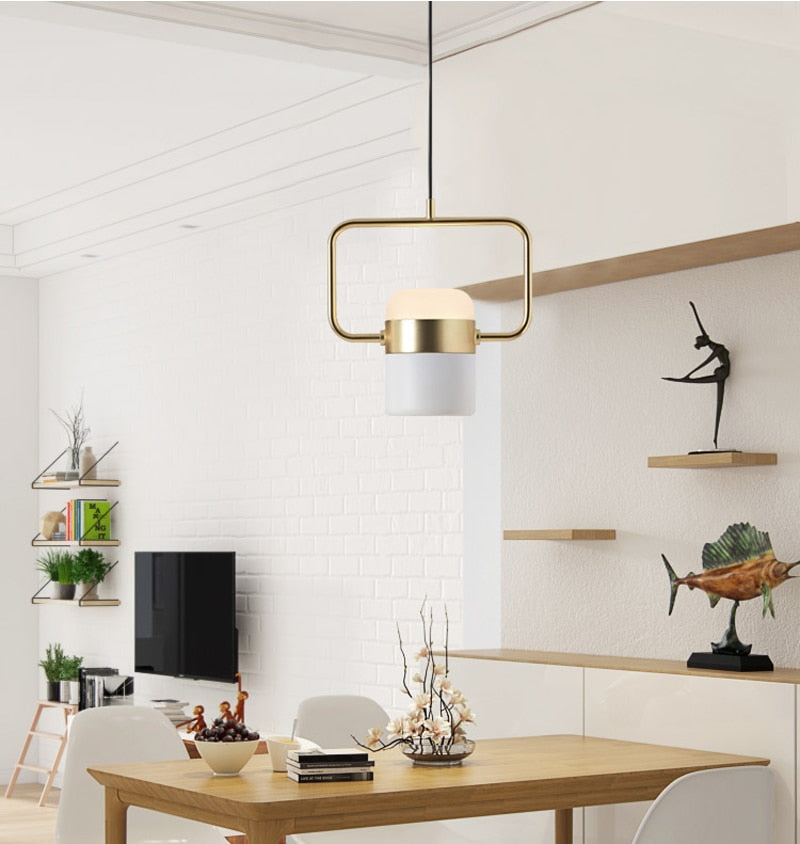 STRAK Postmodern Led Pendant Lights Simple Rose Gold Suspension Lamp for Dining Room Bedroom Hanging Light Ul