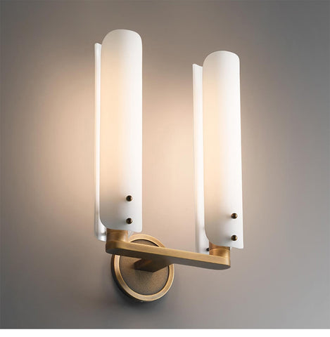 Art Deco Postmodern Gold White Copper Glass Led Lamp Led Light Wall Lamp Wall Light Wall Sconce for Bedroom Foyer Ul