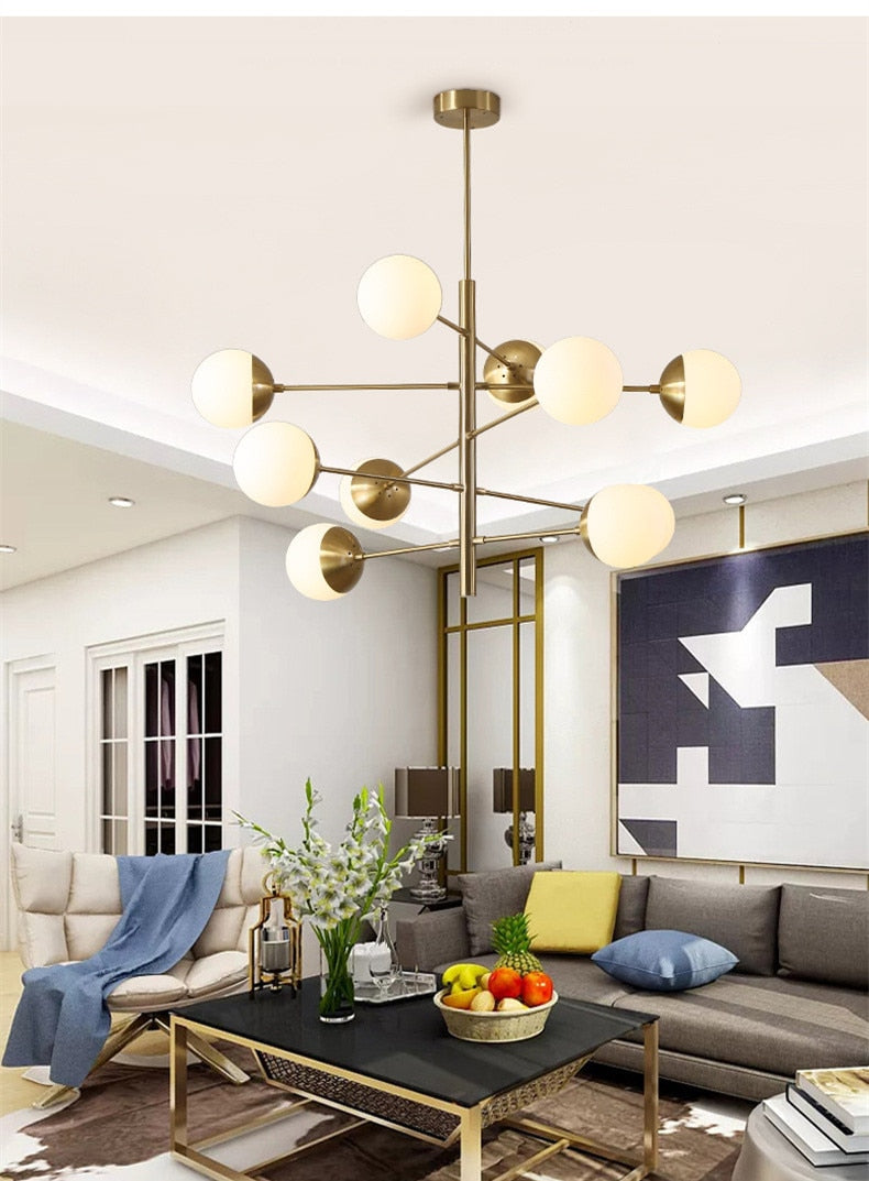 Post Modern Design Metal Molecule Glass Ball Pendant Lamp Creative Art Indoor Light Fixture Ideal for Loft, Villa, Ul