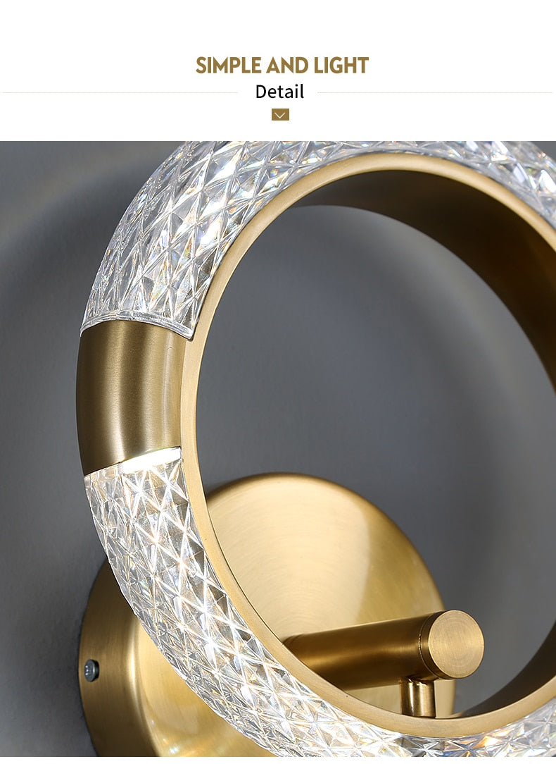 Modern Minimalist Round Wall Lamp Golden Copper Wall Light Living Room Sofa Background Bedroom Bedside Aisle Sconce Lamp,Free shipping to Canada, delivery 25 days.