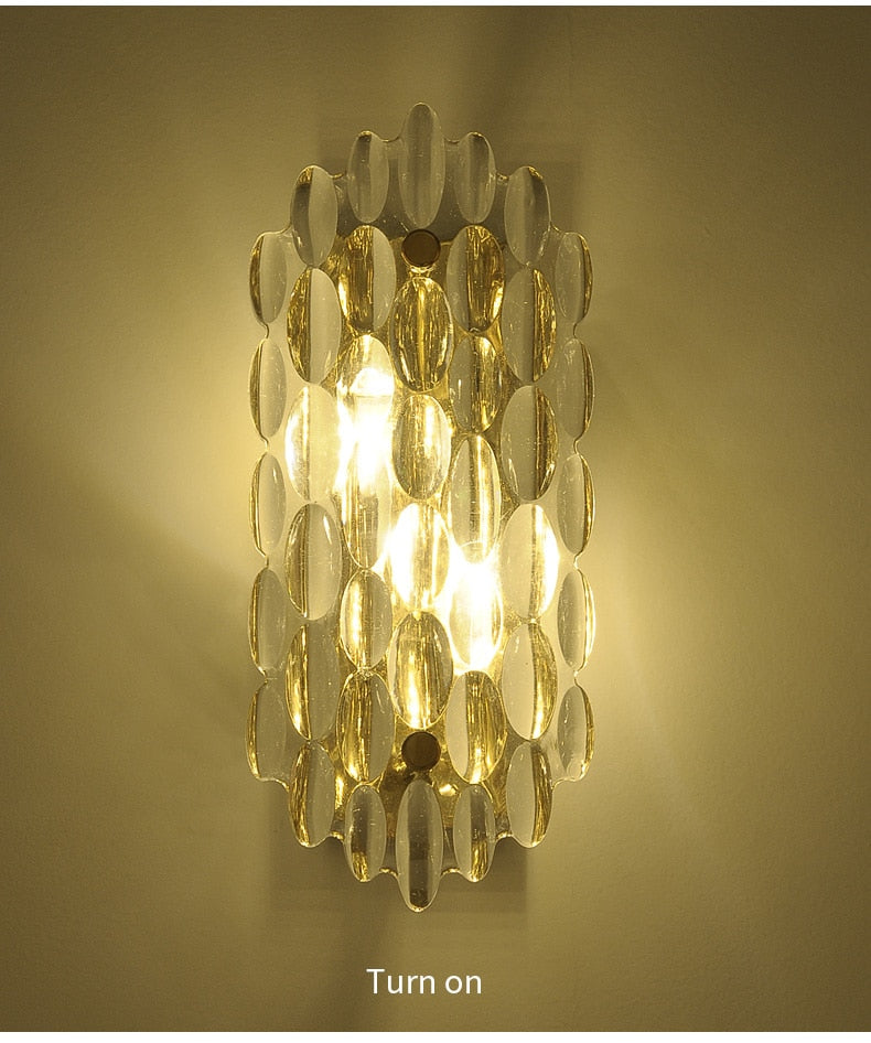 Modern Crystal Gold Wall Lamp Living Room Background Wall Lamp Creative Personality Bedroom Bedside Aisle Crystal Wall Lamp Ul