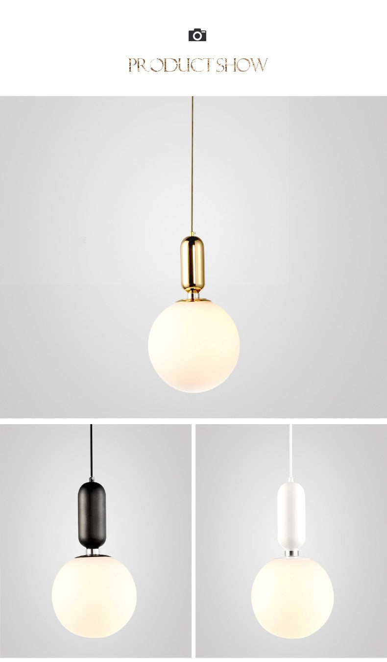 Round Glass Pendant Lights Simple Modern Creative Pendant Lights Single Head Dining Room Bedroom Ul