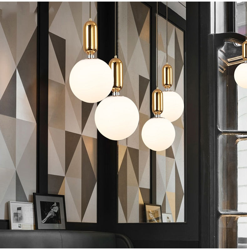 Round Glass Pendant Lights Simple Modern Creative Pendant Lights Single Head Dining Room Bedroom Ul