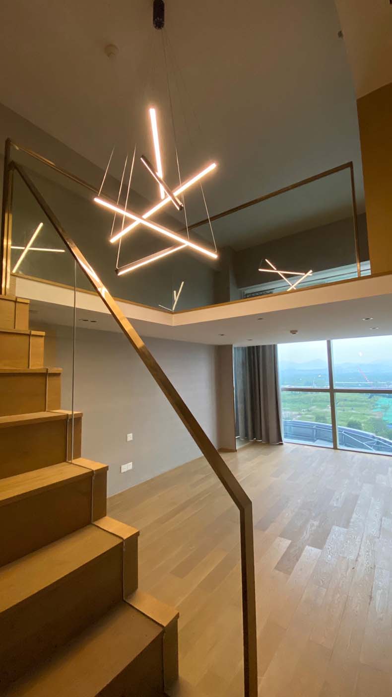 Stair Pendant Lamps Black Chandelier Modern Duplex High-Rise Creative Personality  Led Line Lamp Ul, FREE SHIPPING TO NOVA SCOTIA CANADA.,Delivery 60 days.