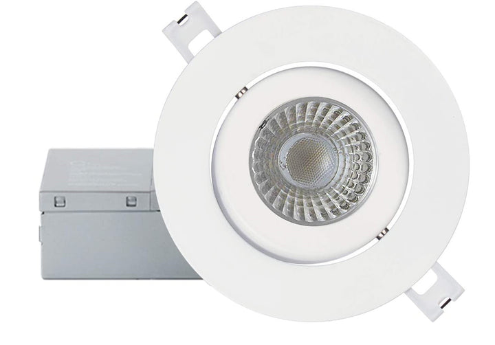 Strak Gimbal White 3-Inch Integrated Panel 7w 560lm 5000k Cool White Dimmable, Led Recessed Light Kit in White with Junction Box