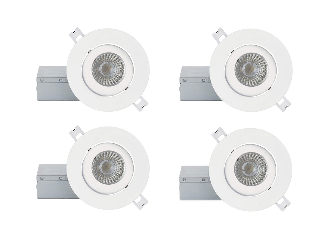 Strak Gimbal White 4" Integrated Slim Panel 10w, 750 Lm 3000k Warm White Cetl, Can Icess (4-Pack)