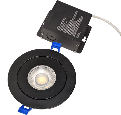 Strak Gimbal Black 4-Inch Integrated Slim Panel 7w 560lm Downlight Recessed Lighting 3000k (Warm White) - (4-Pack)