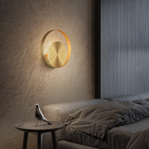 Modern Copper Wall Lamp Living Room Decor TV Background Luxury Light Corridor Bedroom Bedside Round Wall Lamp,Certification UL,Free shipping to Canada, delivery 60 days.