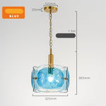 Modern Simple Luxury Design E27 Led Light Blue Glass Pendant Lamp for Restaurant Cafe  Home Decor UL