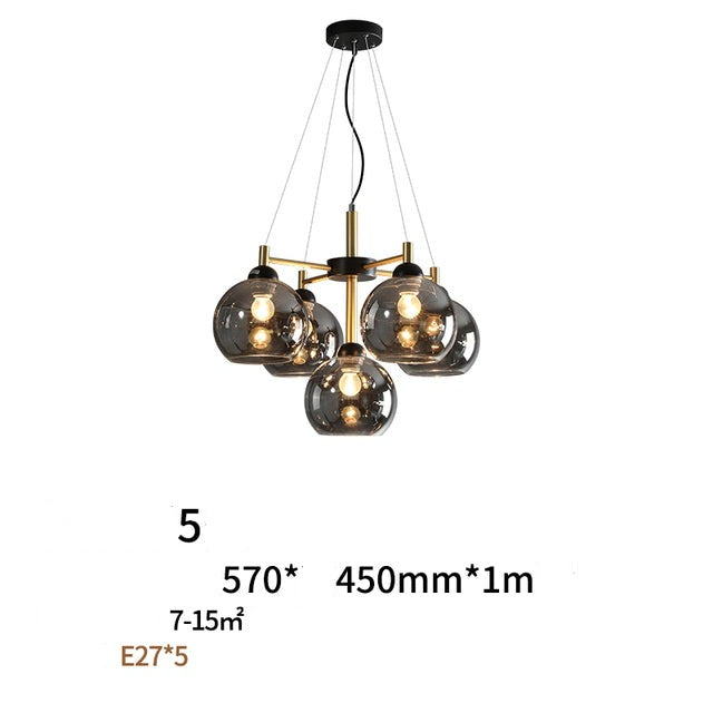 Nordic luxury chandelier light amber/smoke gray decorative LED luminaire for living/dining room restaurant, Certification UL, FREE SHIP TO CANADA