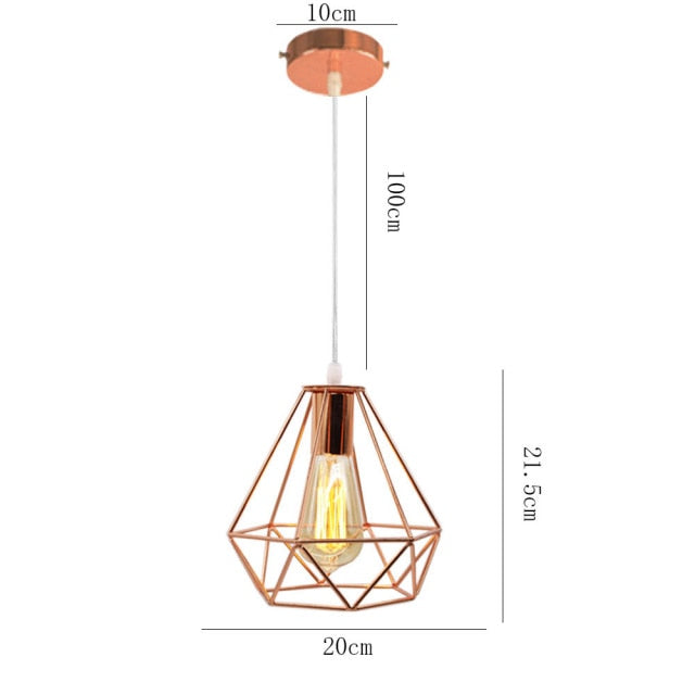 Nordic Cage Pendant Light Rose Gold Minimalist Decorative Restaurant Loft Creative E27 Hanging Light Fixture Ul,DELIVERY 45 DAYS.