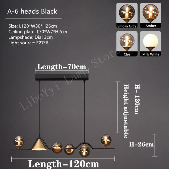 Nordic Style Black Chandelier For Living Room Dining Room Kitchen Glass Bulb Led Ceiling Pendant Light Indoor Decoration Lamps. Certification: UL