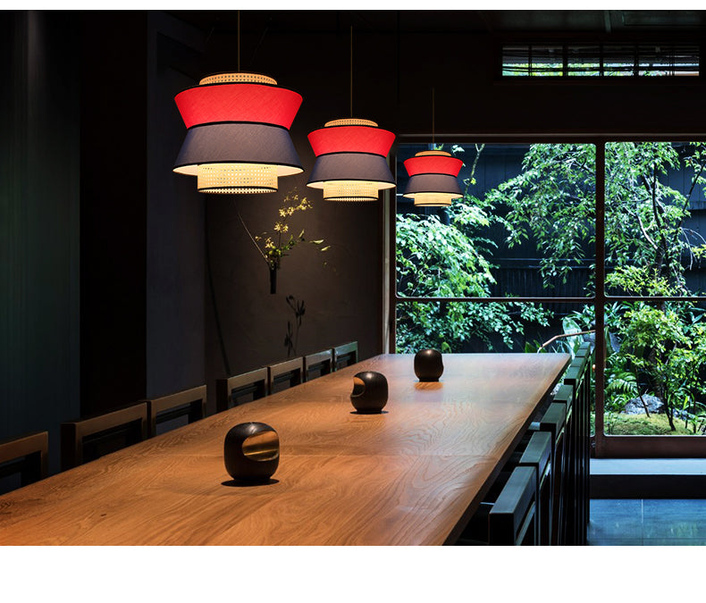 STRAK Hand-Woven Fabric Pendant Lights Postmodern Lamp Japanese Zen Ar