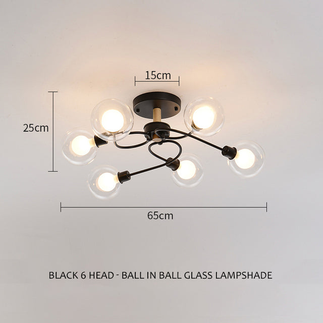 SANDYHA Modern Nordic Led chandeliers Glass Ball Lampshade Ceiling Lamp Living Kitchen Dining Bedroom Home Decor Indoor Lighting