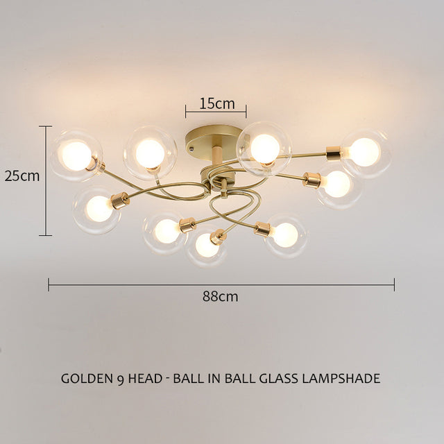 SANDYHA Modern Nordic Led chandeliers Glass Ball Lampshade Ceiling Lamp Living Kitchen Dining Bedroom Home Decor Indoor Lighting
