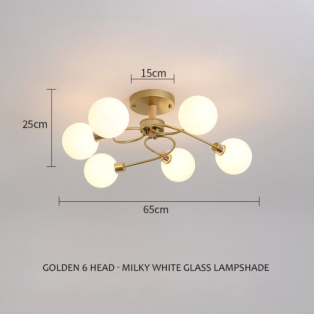 SANDYHA Modern Nordic Led chandeliers Glass Ball Lampshade Ceiling Lamp Living Kitchen Dining Bedroom Home Decor Indoor Lighting