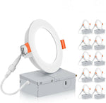 LED 4-inch White Slim Panel Downlight 9W 750 lumens with Junction Box 4000K (10-Pack)