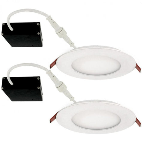 LED 4-inch White Slim Panel Downlight 9W 700 lumens with Junction Box 2700K,3000K ,4000K.5000K,(2-Pack)  Cetl,Can ices certified