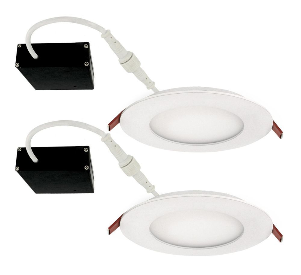 STRAK Led 4-Inch White Slim Panel Downlight 9w 750 Lumens with Junction Box 6000k Cool White (2-Pack)