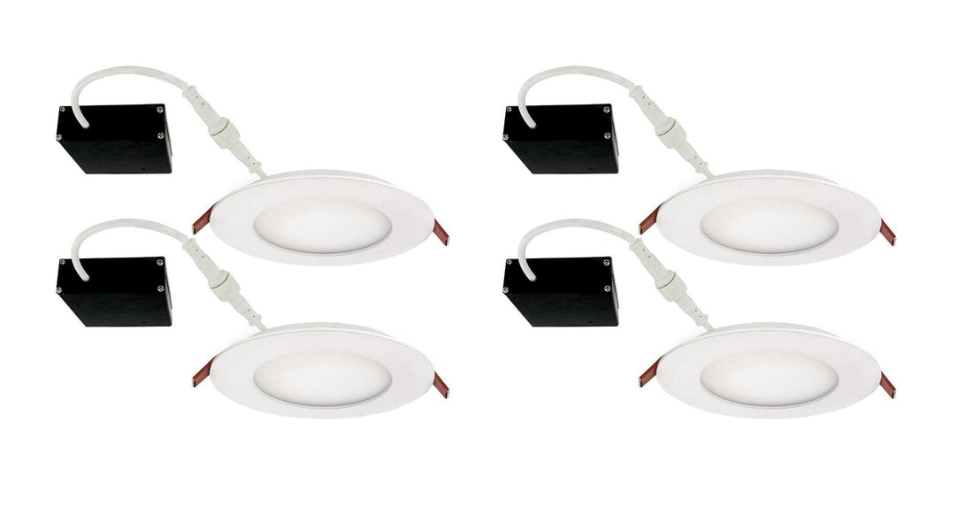 STRAK LED 4-inch White Recessed Slim Panel Downlight 9W 750 lumens with Junction Box,Dimmable,IC rated(damp rated) 4000K Natural White (4-Pack)CETL