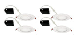 STRAK Led 4-Inch White Slim Panel Recessed  Downlight 9w 750 Lumens with Junction Box, Dimmable, IC Rated, Damp Location, 6000k Cool White CETL/ETL (4-Pack)