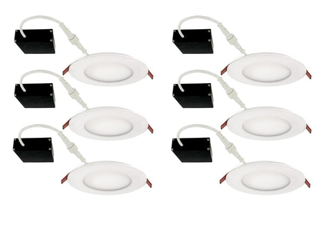 STRAK Led 4-Inch White Slim Panel Recessed Downlight 9w 750 Lumens with Junction Box,Dimmable, 3000k Warm White  IC rated (damp rated) Cetl/Etl certified,6 pack(6-Pack)