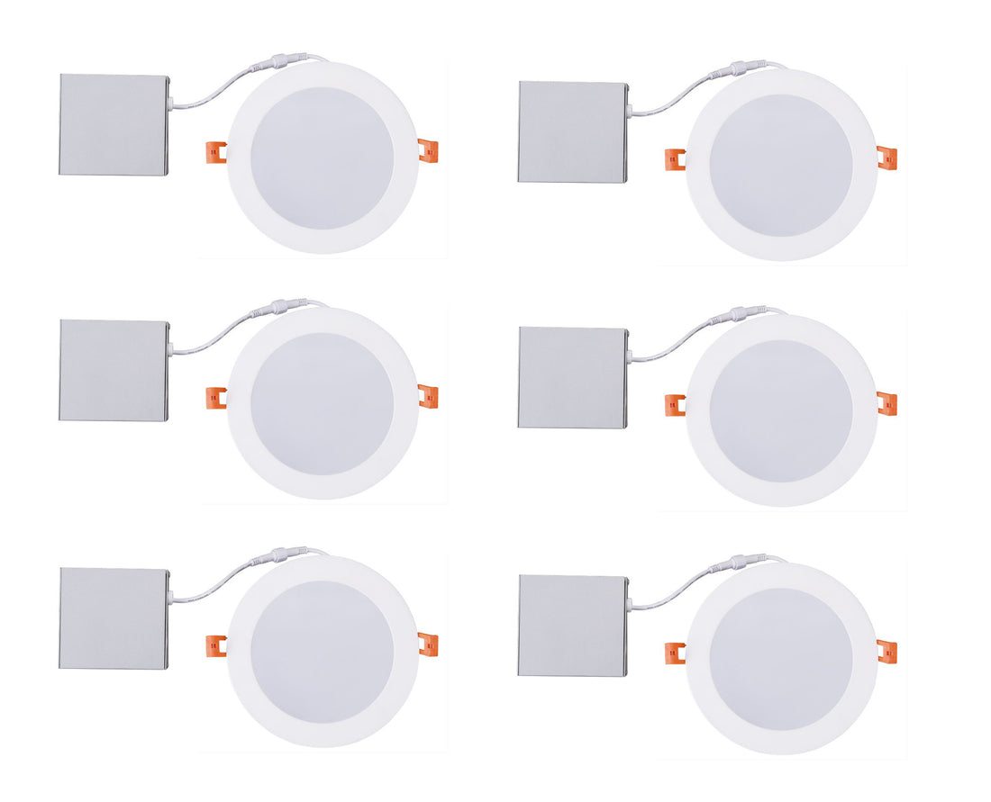 STRAK Led 6-Inch White Slim Panel Downlight 9w 750 Lumens with Junction Box 5000k (6-Pack)