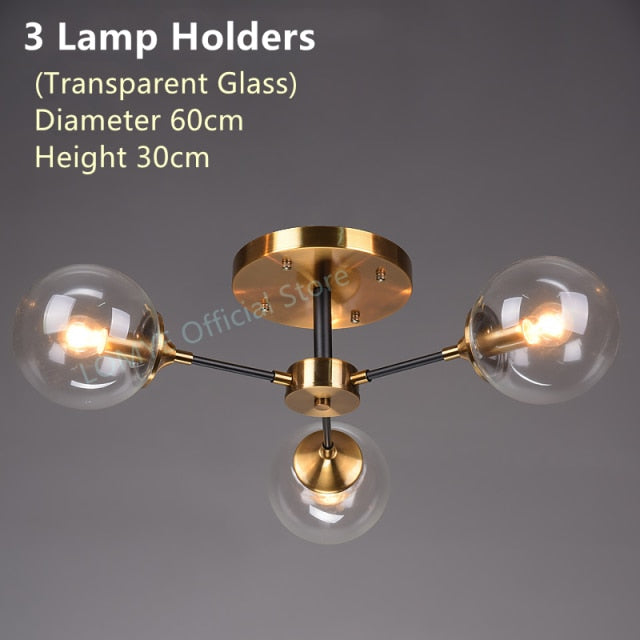 Living Room Ceiling Chandelier Nordic Home Decor Lighting LED Bedroom Lamps Smoke Gray / Amber / Clear Glass Glass Lamps,Certification:UL, Free shipping to Canada.