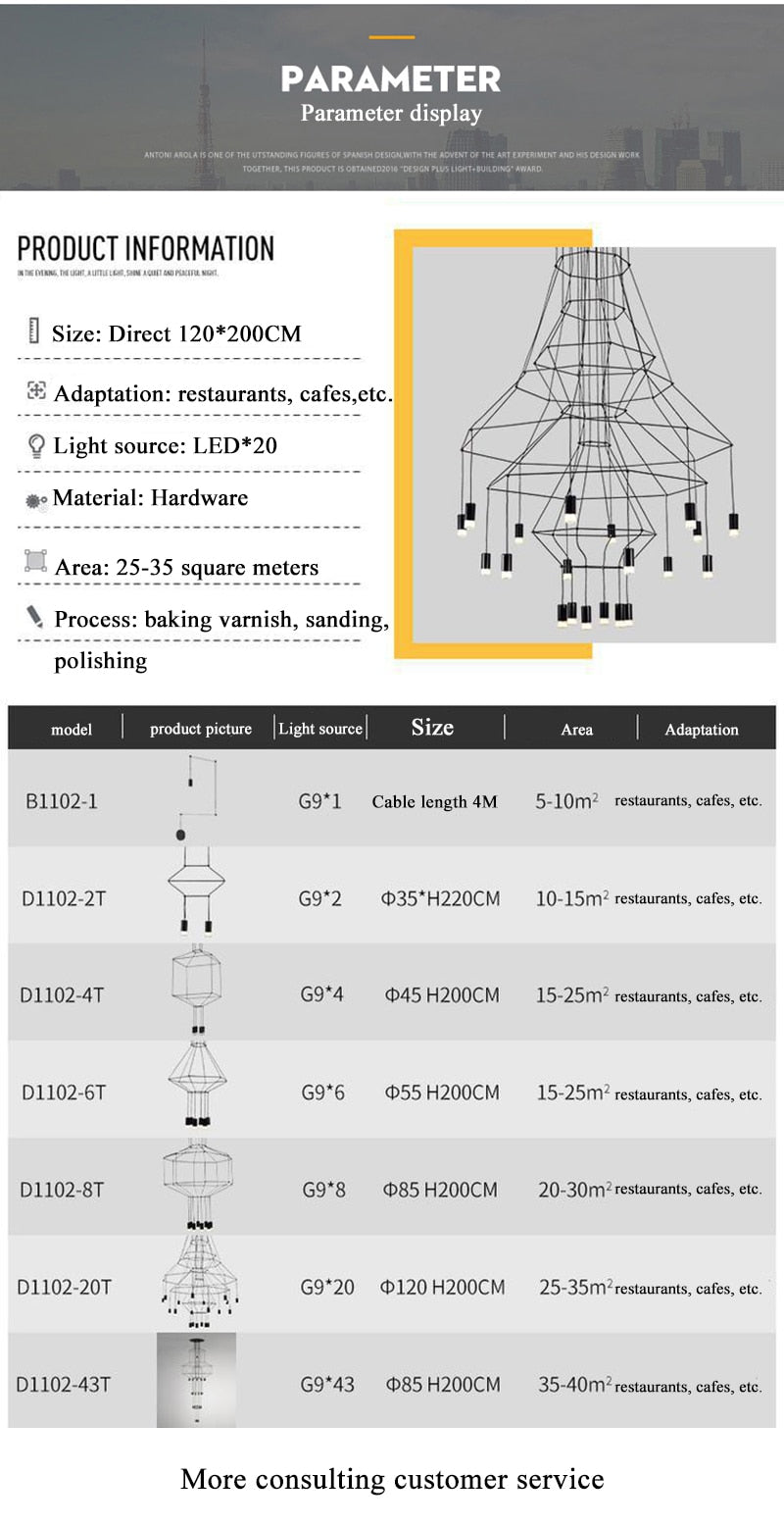 STRAK Staircase Loft Pendant light Modern Design Ceiling Chandelier square pendant lights Lighting Fixture