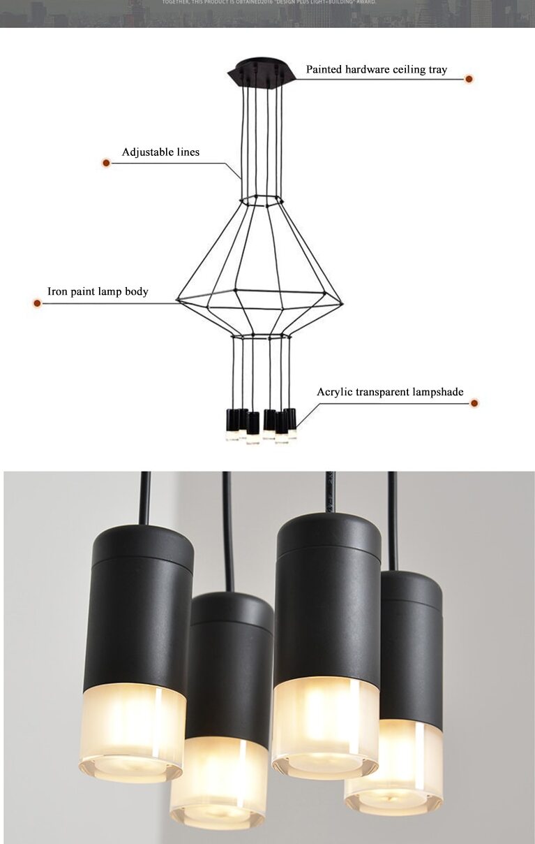 STRAK Staircase Loft Pendant light Modern Design Ceiling Chandelier square pendant lights Lighting Fixture