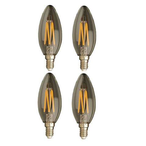 LED Filament Clear Candelabra 3000K 6W= 60W E12 CRI90 ES Dimmable- Pack of 4