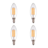 STRAK Candelabra, E12 Base, 6w-60watt Equivalent Clear Filament 5000k, Cri90, ES Dimmable, Led Light Bulb (4-Pack)