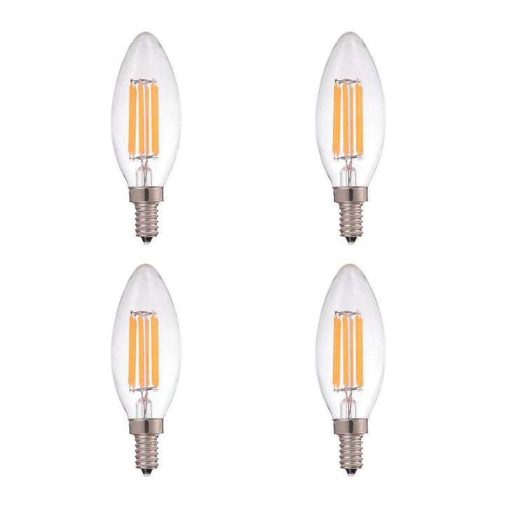 STRAK Led Candelabra Bulb,, E12 Base, 6w-60watt Equivalent Clear Filament 3000k,  Cri90, Cetl,, Dimmable,  (4-Pack)