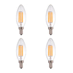 STRAK Led Candelabra Bulb,, E12 Base, 6w-60watt Equivalent Clear Filament 3000k,  Cri90, Cetl,, Dimmable,  (4-Pack)