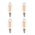 STRAK Candelabra, E12 Base, 6w-60watt Equivalent Clear Filament 6000k, Cri90, ES Dimmable, Led Light Bulb (4-Pack)