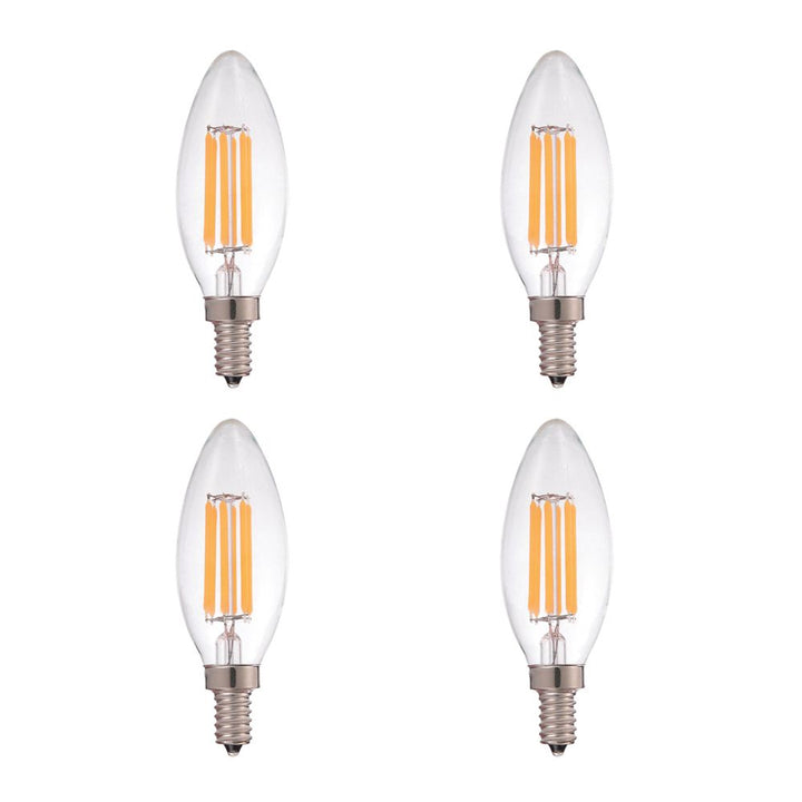 STRAK Candelabra Clear Filament 6w - 60w Equivalent 2700k, E12 Base, Cri90, Dimmable Led Light Bulb, Energy Star (4-Pack)