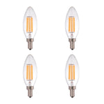 STRAK Candelabra Clear Filament 6w - 60w Equivalent 2700k, E12 Base, Cri90, Dimmable Led Light Bulb, Energy Star (4-Pack)