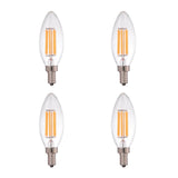 STRAK Candelabra Clear Filament 6w - 60w Equivalent 2700k, E12 Base, Cri90, Dimmable Led Light Bulb, Energy Star (4-Pack)